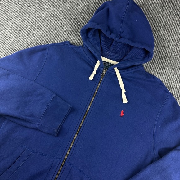 Polo Ralph Lauren Other - Polo Ralph Lauren Mens XXL Blue Full Zip Hoodie Red Pony Fleece Sweatshirt 2314